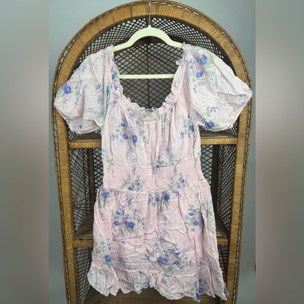 LoveShackFancy Lai Dress Juicy Plum Floral Smocked Puff Sleeve Size L - Picture 6 of 9